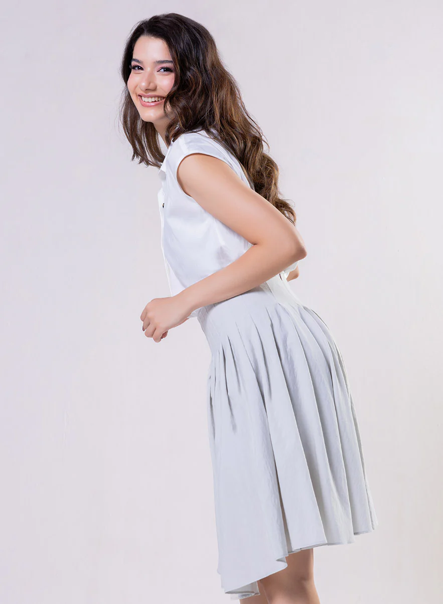 Sleeveless Shirt Top -Off White - Image 3