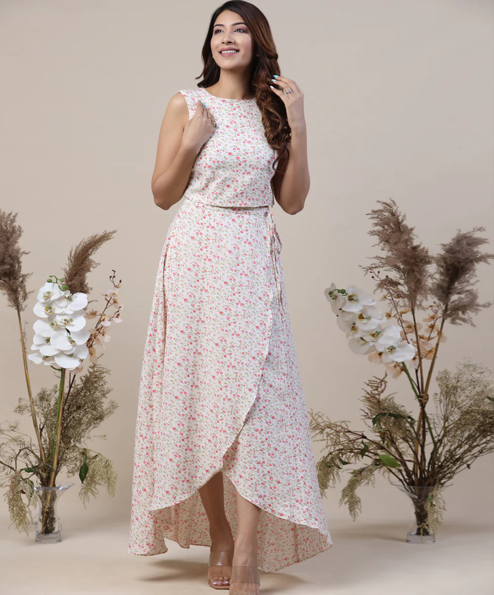 Sleeveless Top With Wrap Around Skirt
