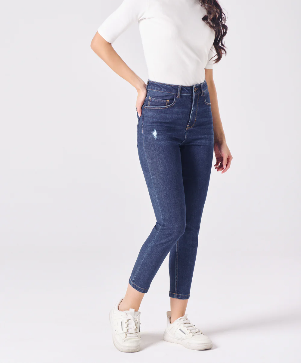 Slim Fit Crop Length Indigo Jean - Image 3