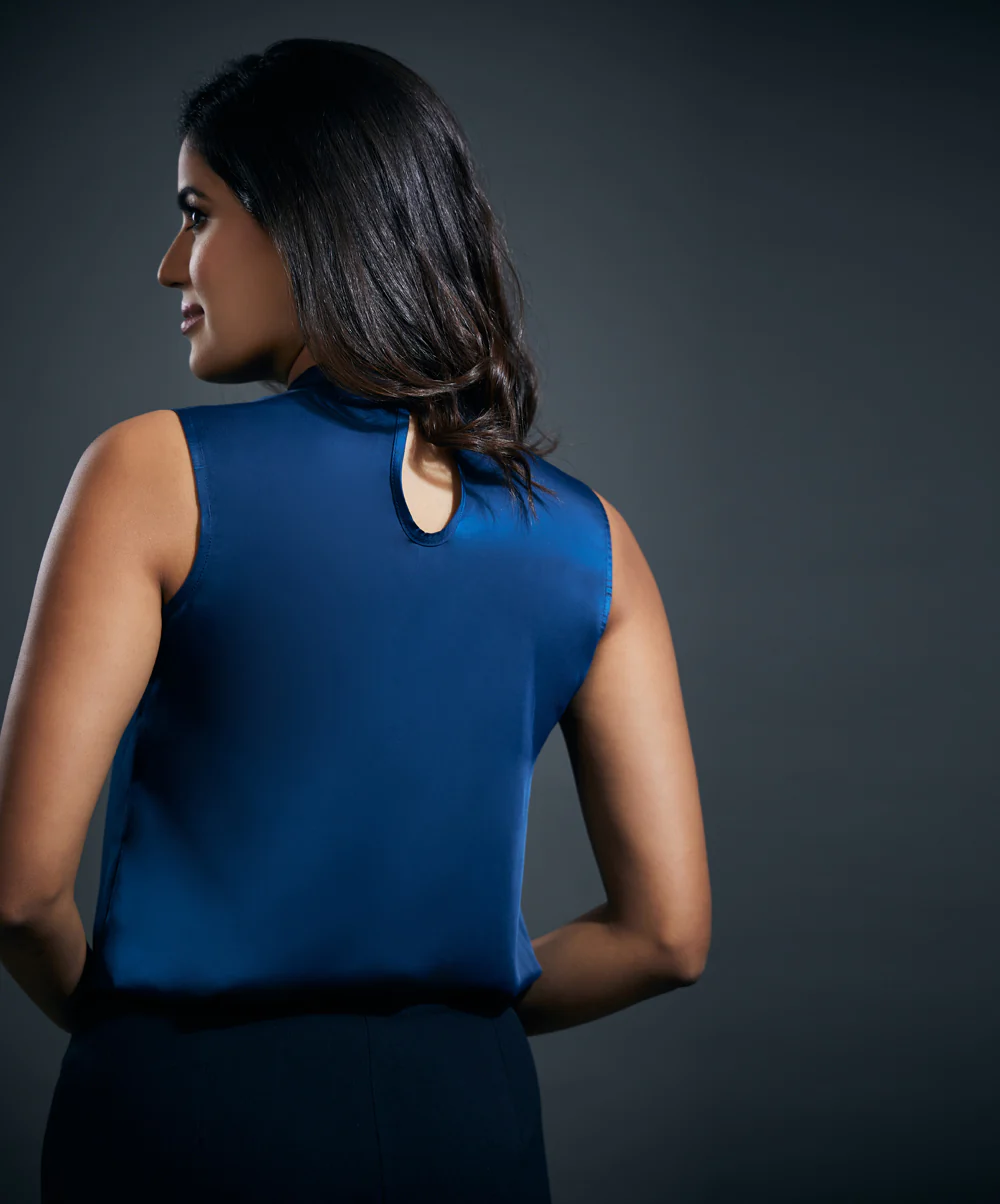 Solid Satin Shoulder Dropped Top - Image 2