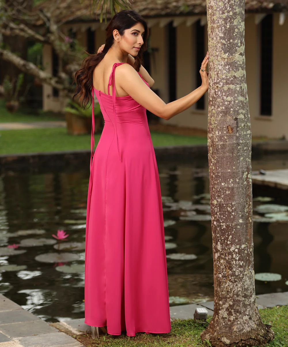 Spaghetti Strap Empire Waist Pink Maxi - Image 3
