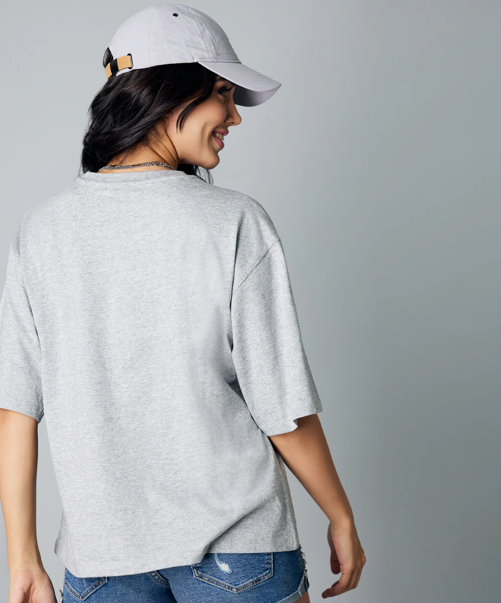 Stay Groovy Oversize Gray Marl Tshirt - Image 4