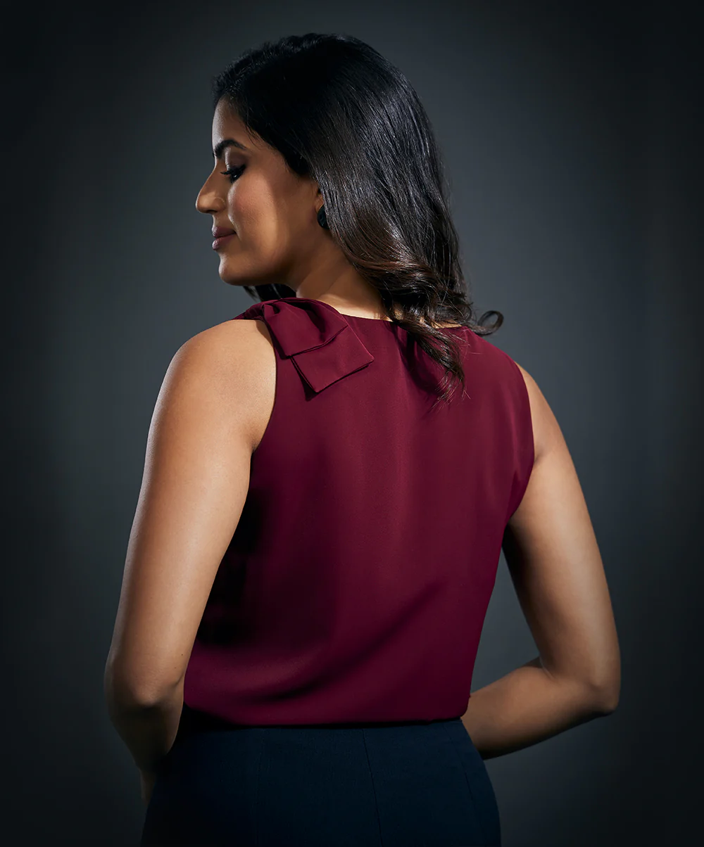 Strap Bow Sleeveless Top-Red - Image 4