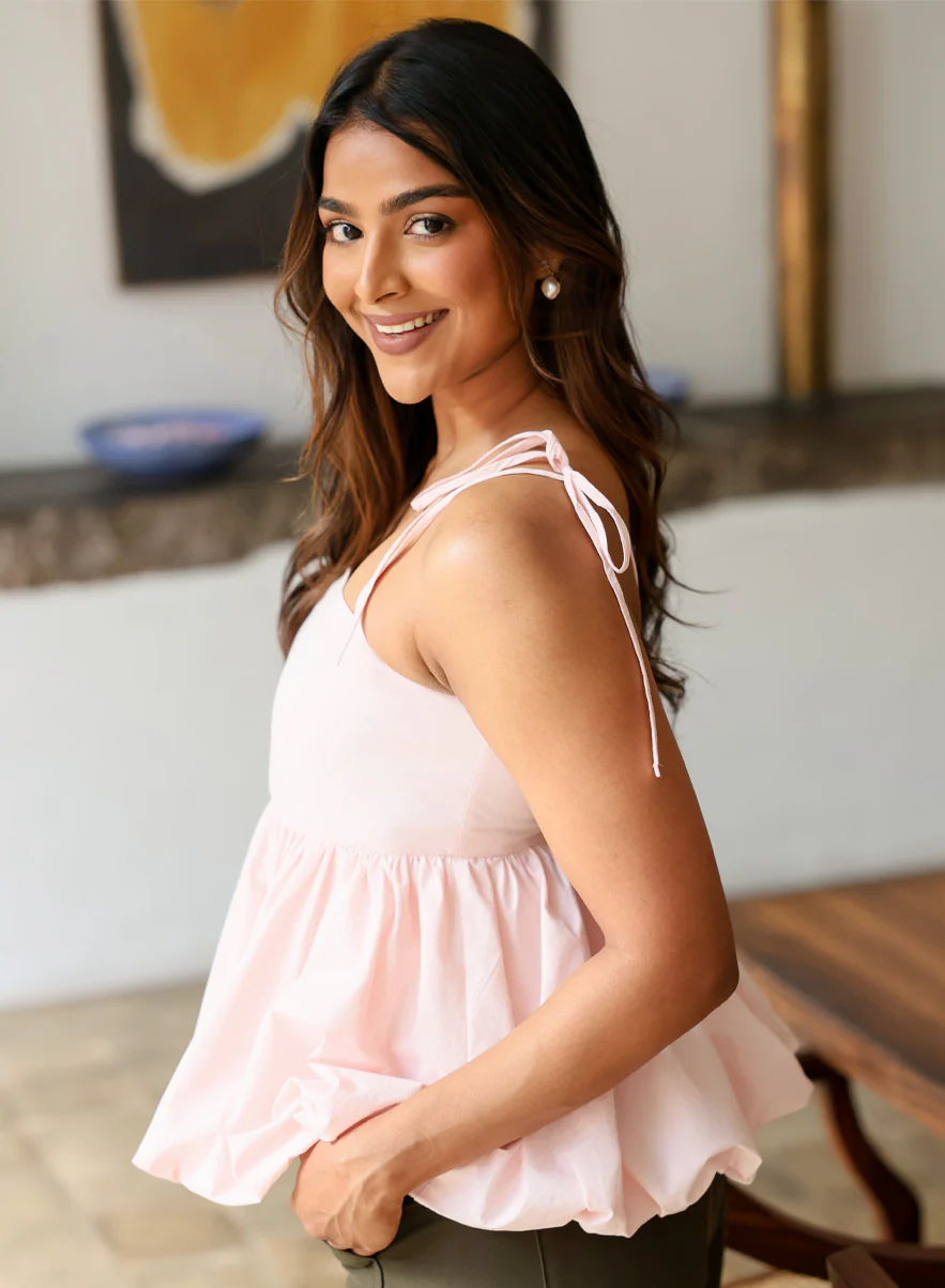 Strappy Balloon Peplum Pink - Image 2