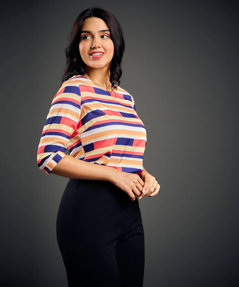 Stripe Printed Blouse - Image 2