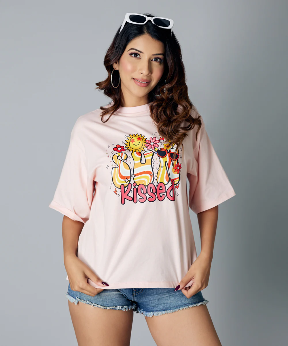 Sun Kissed Oversize Light Pink Tshirt - Image 2