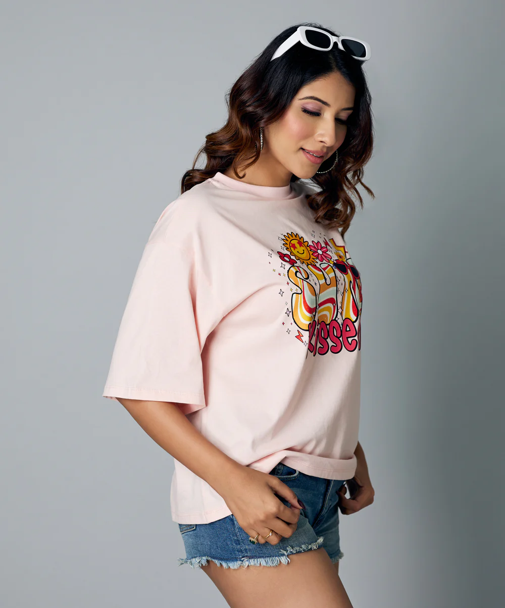 Sun Kissed Oversize Light Pink Tshirt - Image 4