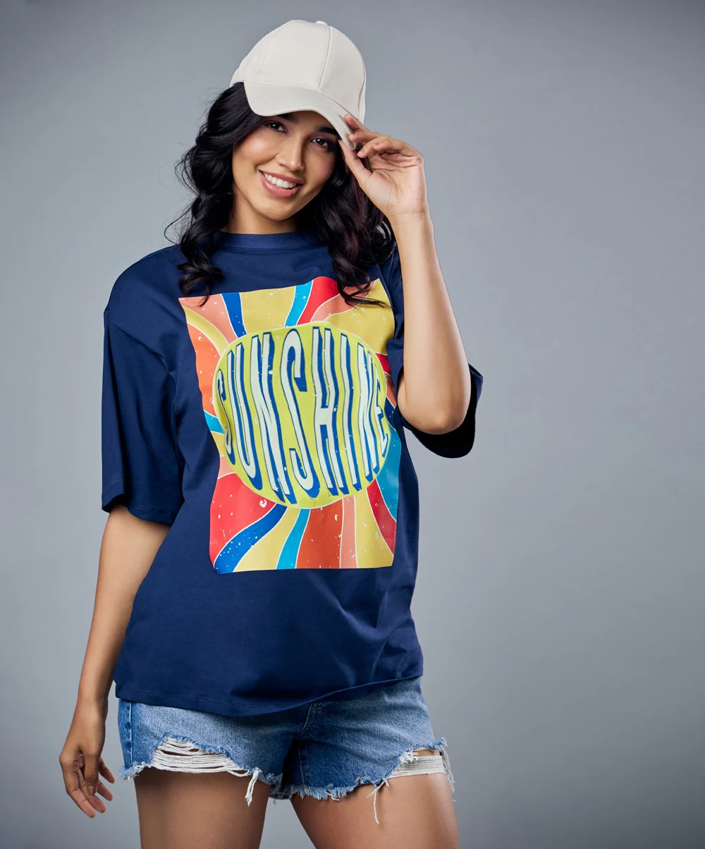 Distress Sunshine Printed Oversized Tshirt