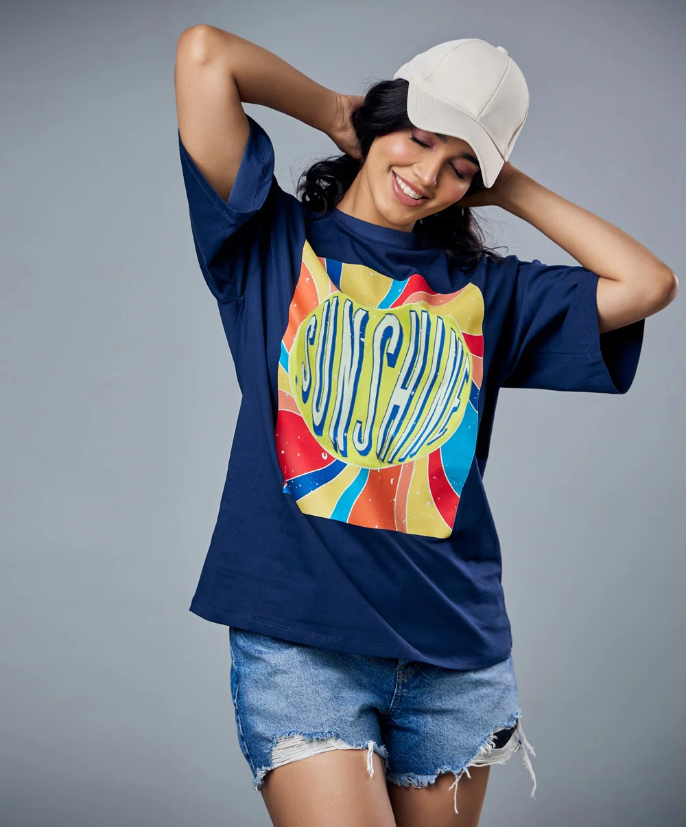 Distress Sunshine Printed Oversized Tshirt - Image 2