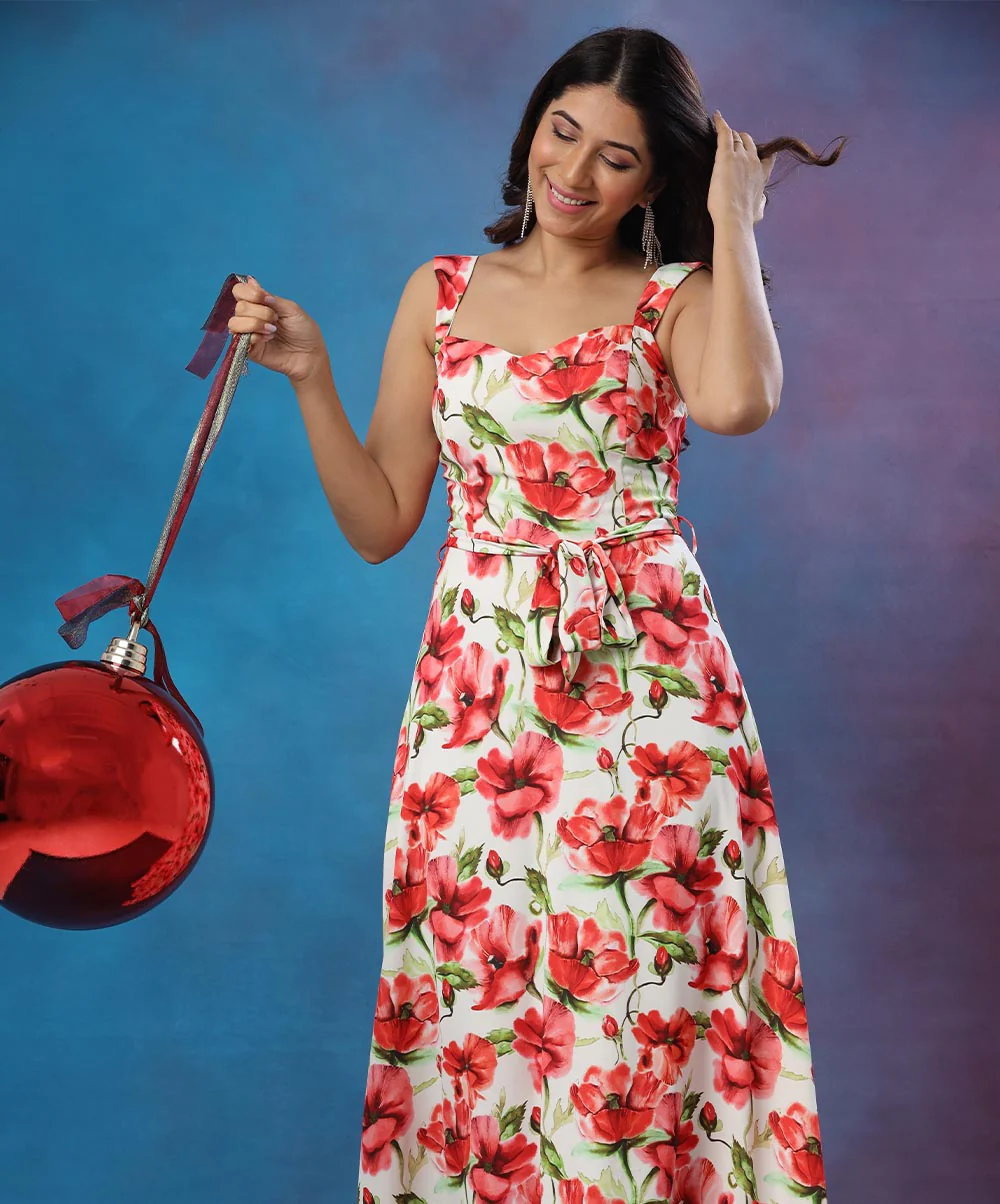 Sweet Heart Neck Printed Maxi Dress - Image 2