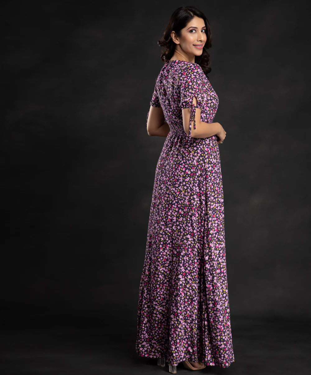 Sweet Sleeve Tie Micro Floral Maxi - Image 2