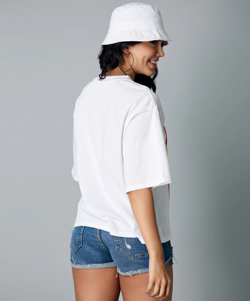Think Happy Thoughts Oversize White Tshirt - Image 4