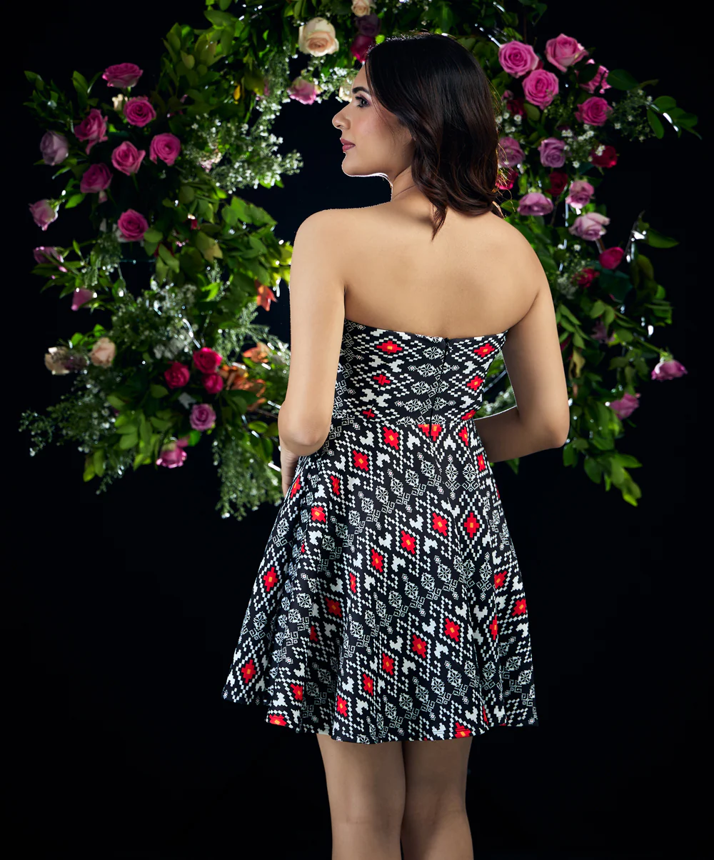 Tube Skater Printed Scuba Dress - Image 3