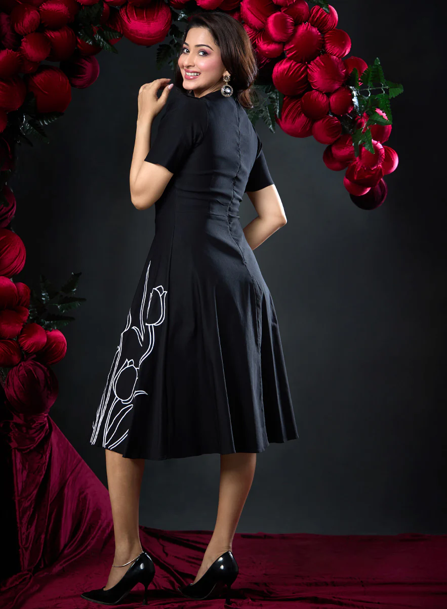 Tulip Embroidered Skater Dress - Image 3