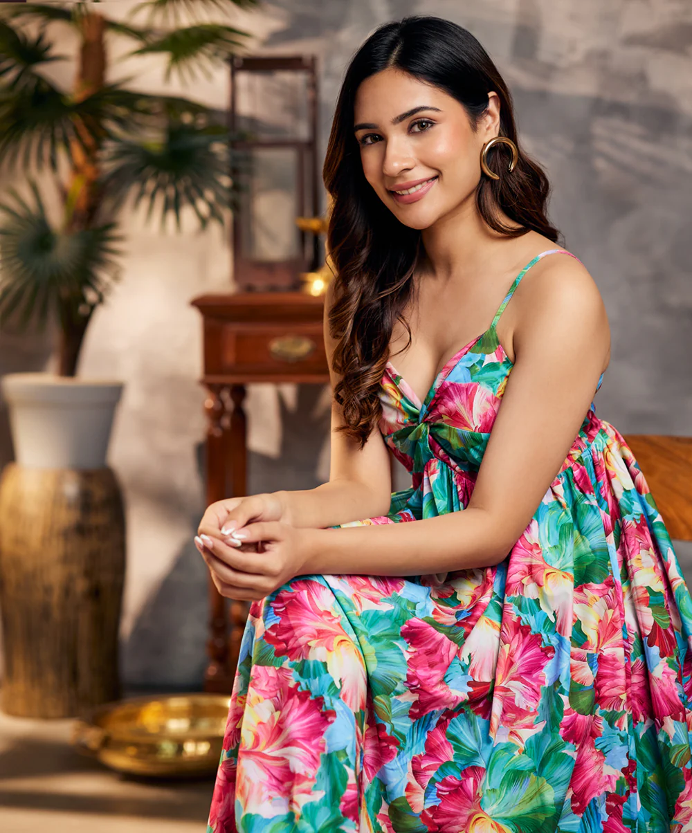 Twisted Green Printed Chiffon Maxi - Image 2