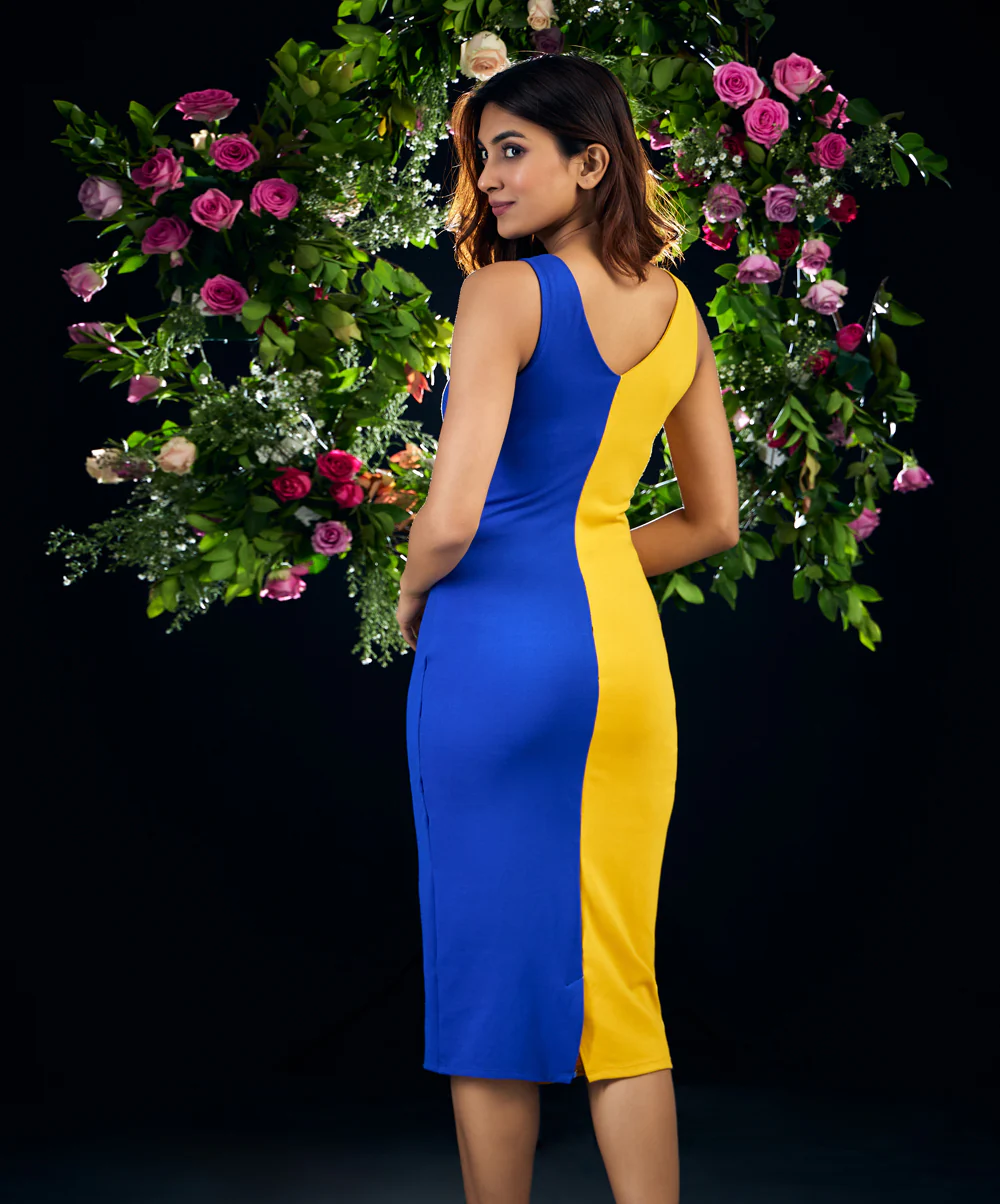 Two Tone Bodycon Ponte Dress - Image 3