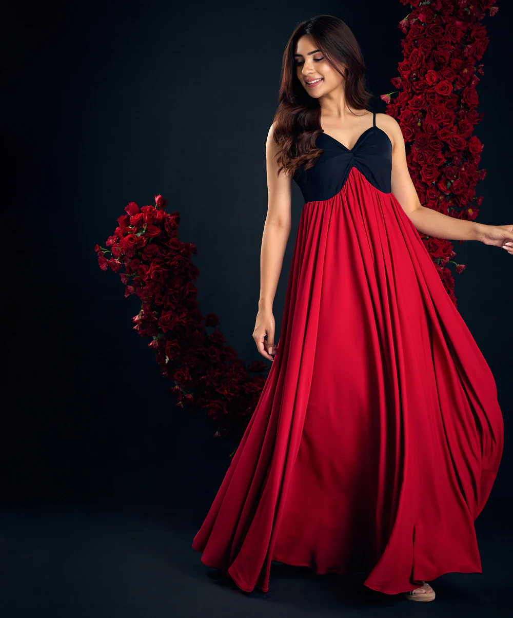 Two Tone Chiffon Tube Maxi