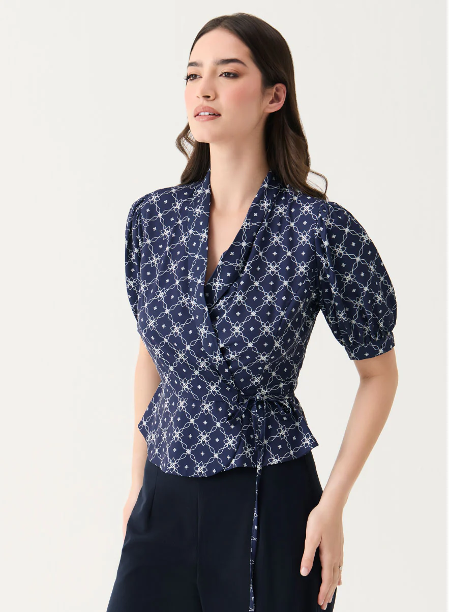 V Neck Crop Peplum Top - Image 4
