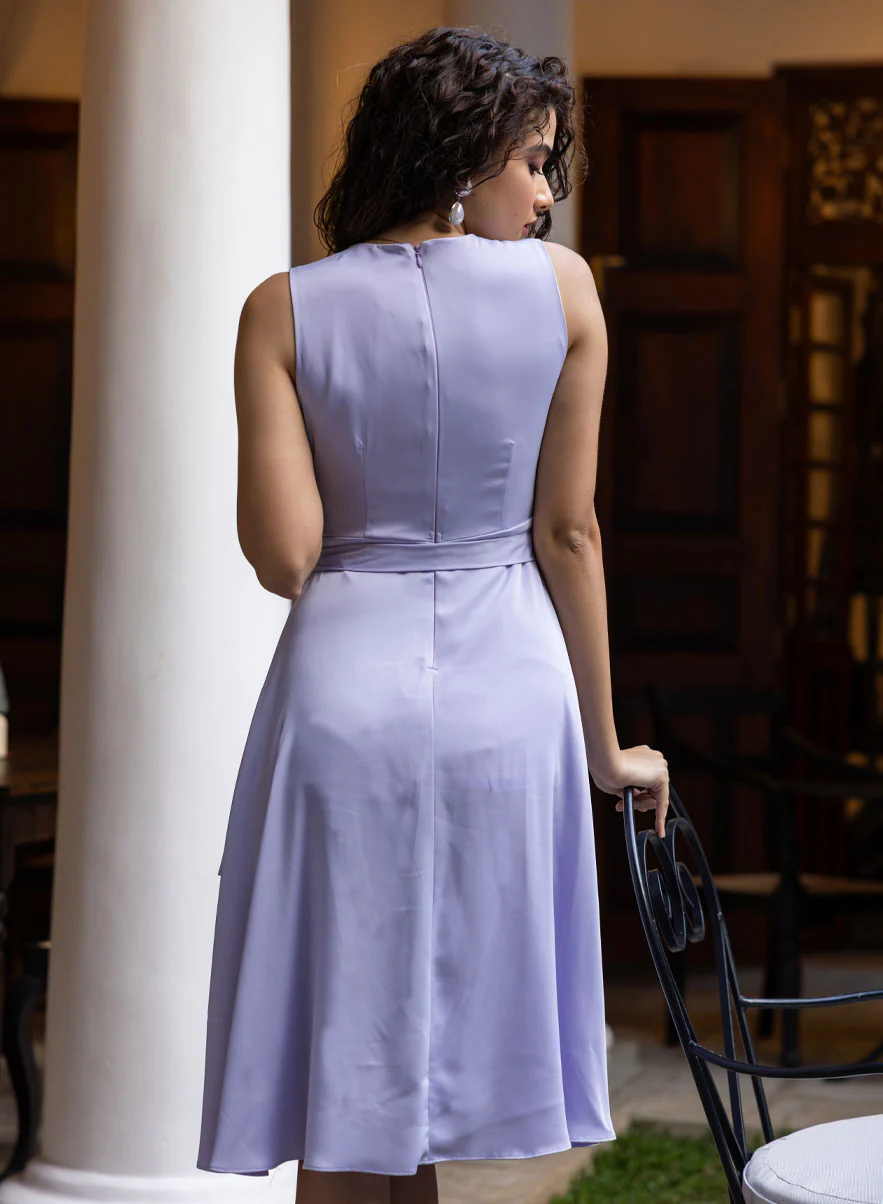 V Neck Layered Chiffon Dress - Image 2
