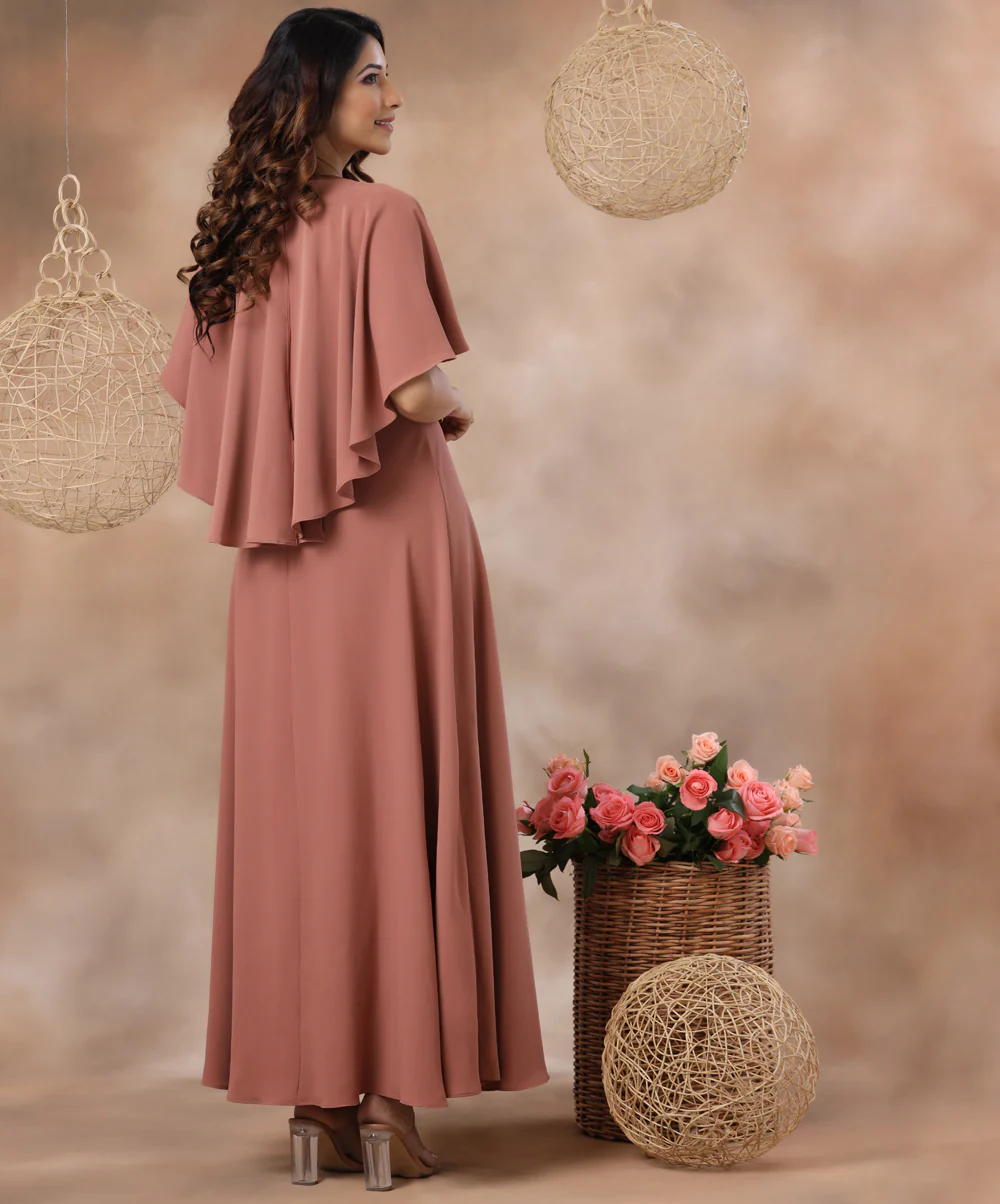 Vneck Flared Cape Chiffon Maxi - Image 4