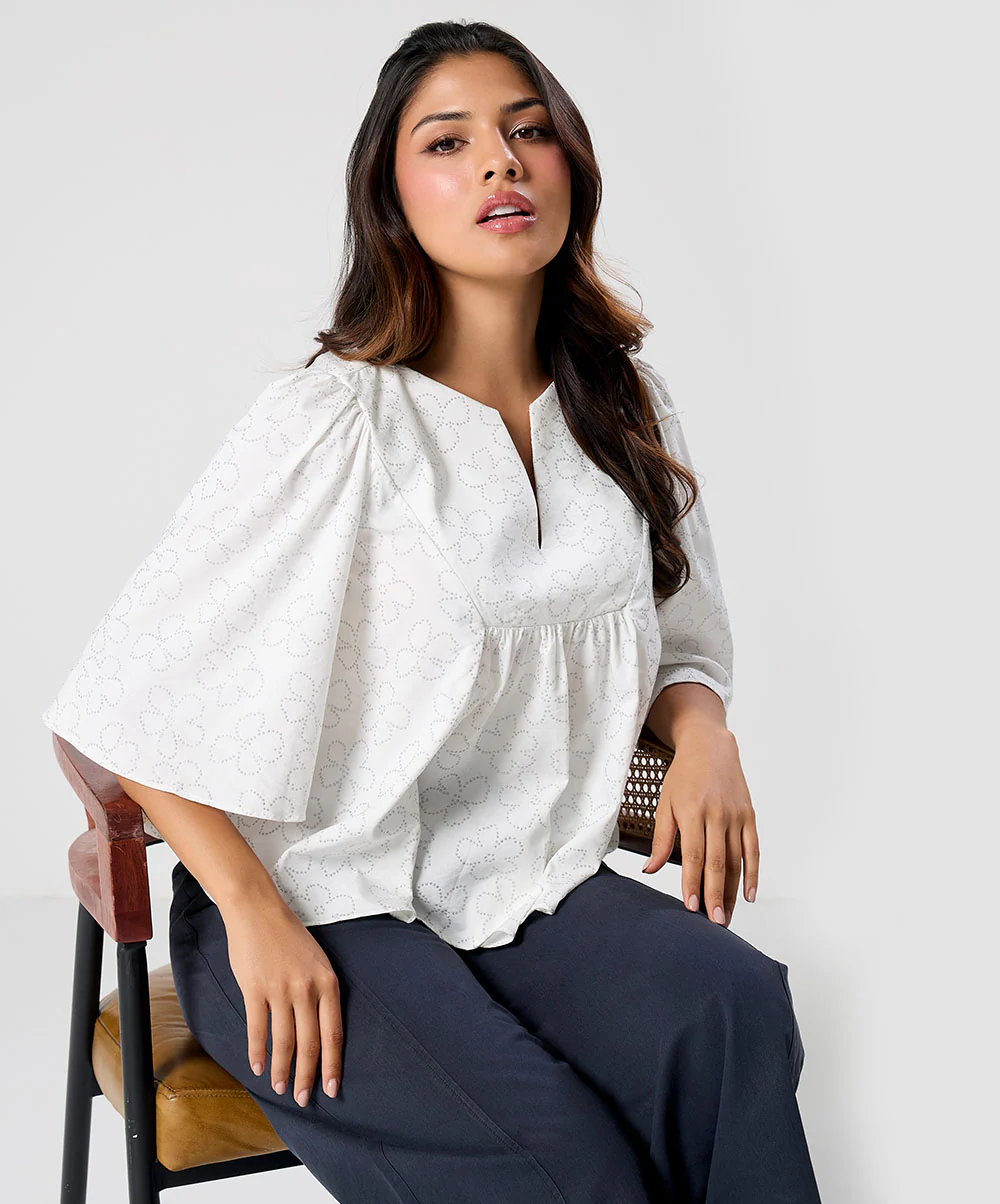 Vneck Flared Sleeve Baggy Top - Image 2