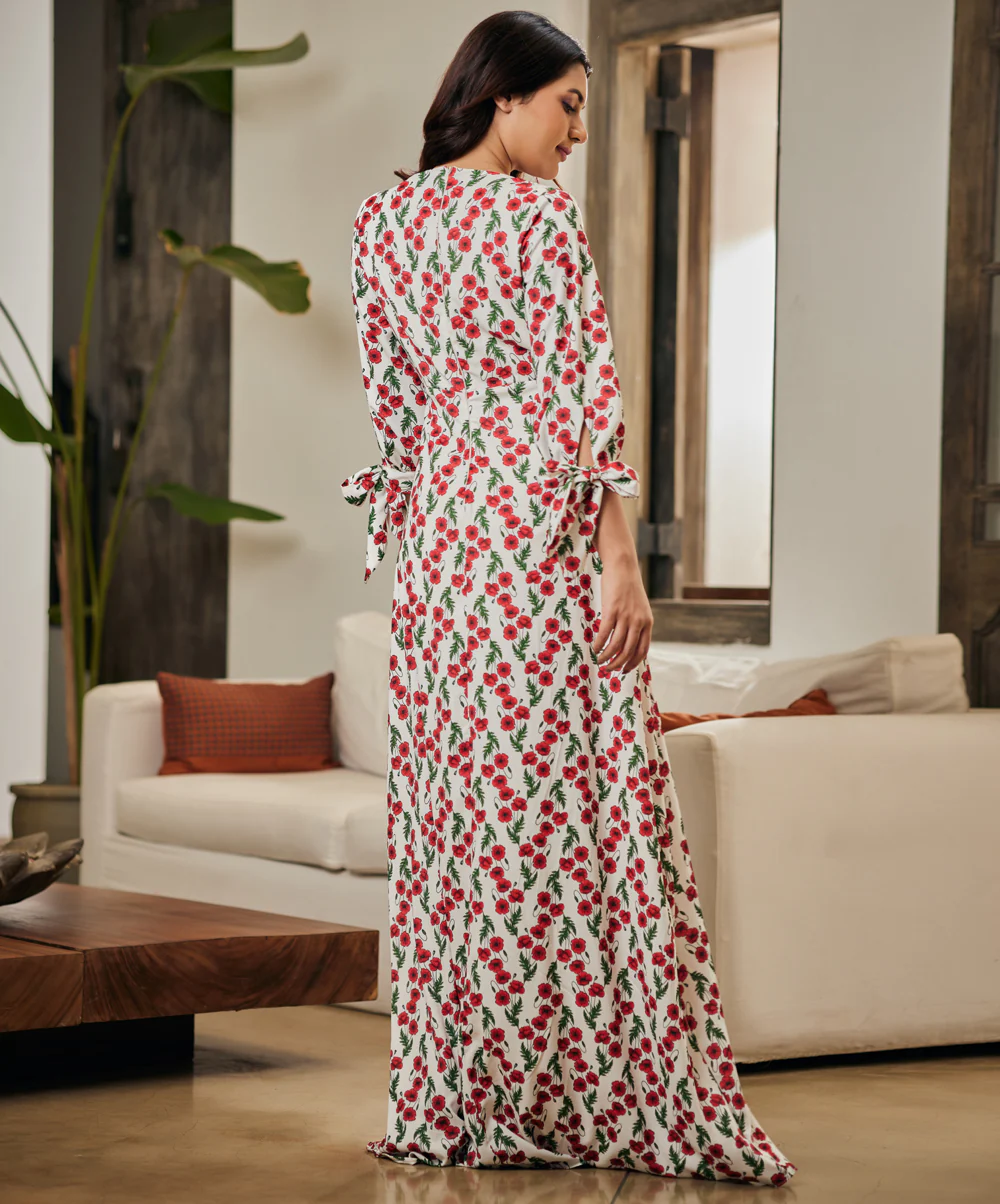 Vneck Front Buttoned Printed Maxi Dress - Image 6