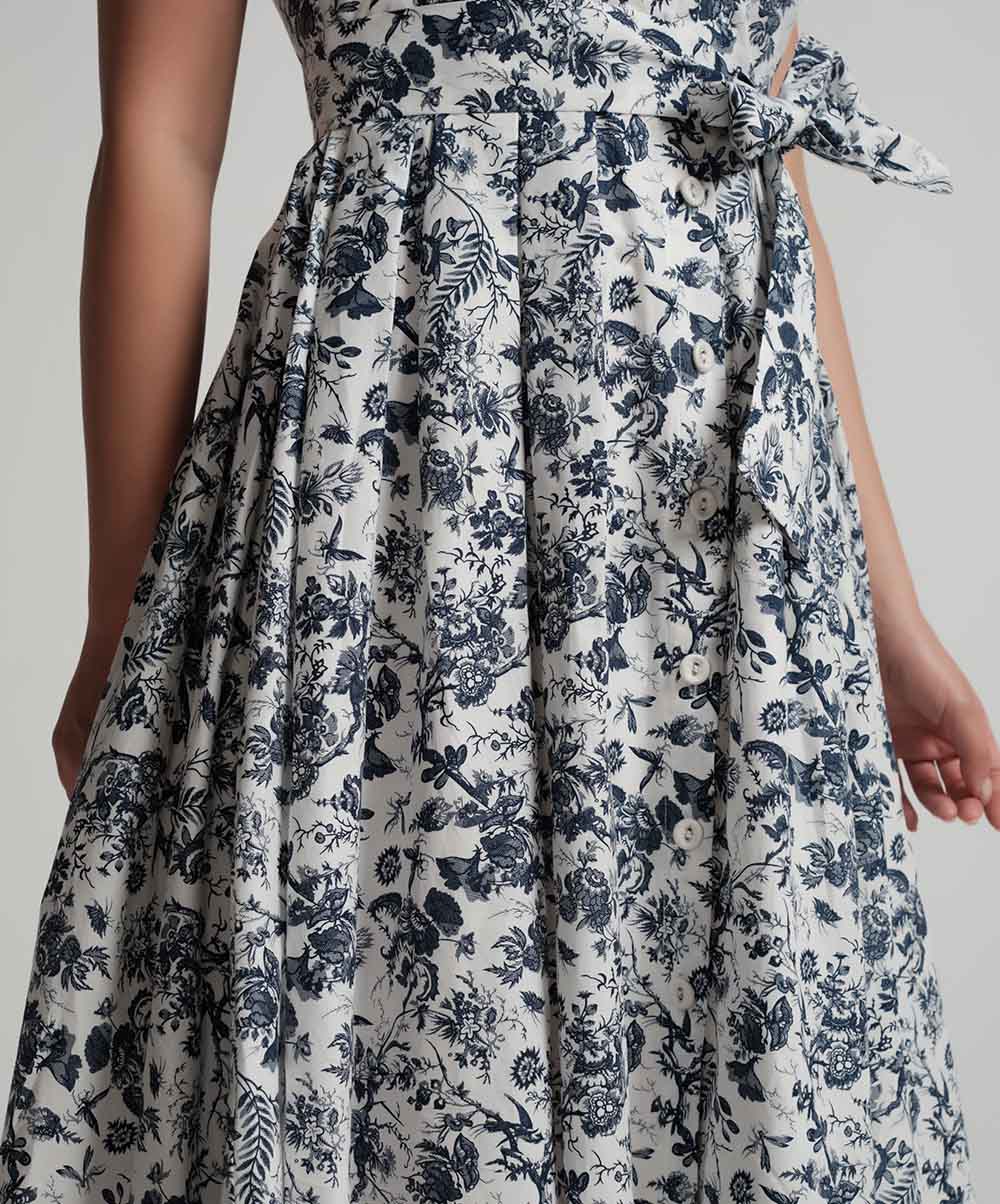 Vneck Printed Waist Tie Dress - Image 3