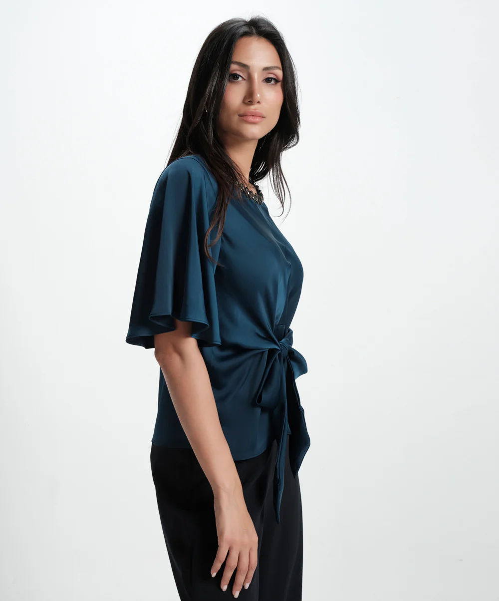Vneck Trim Attached Satin Top - Image 5