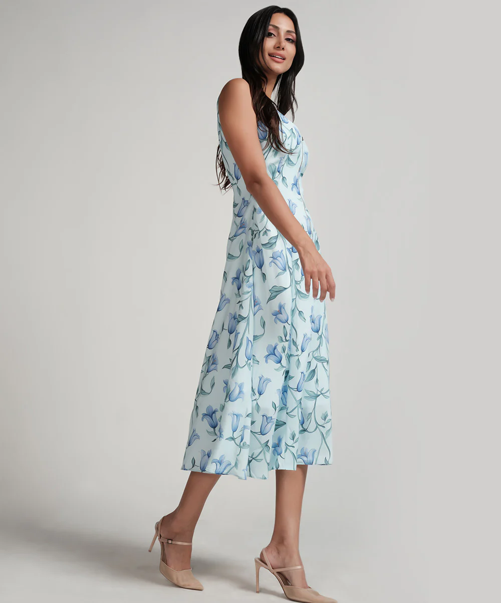 Vneck Zipper Attached Printed Dress - Image 3