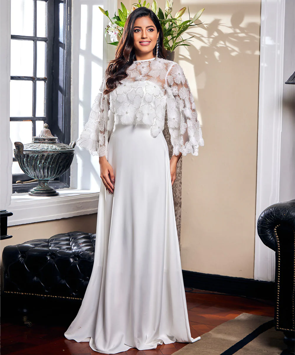 White Satin Dress (Mesh Top Excluded) - Image 4