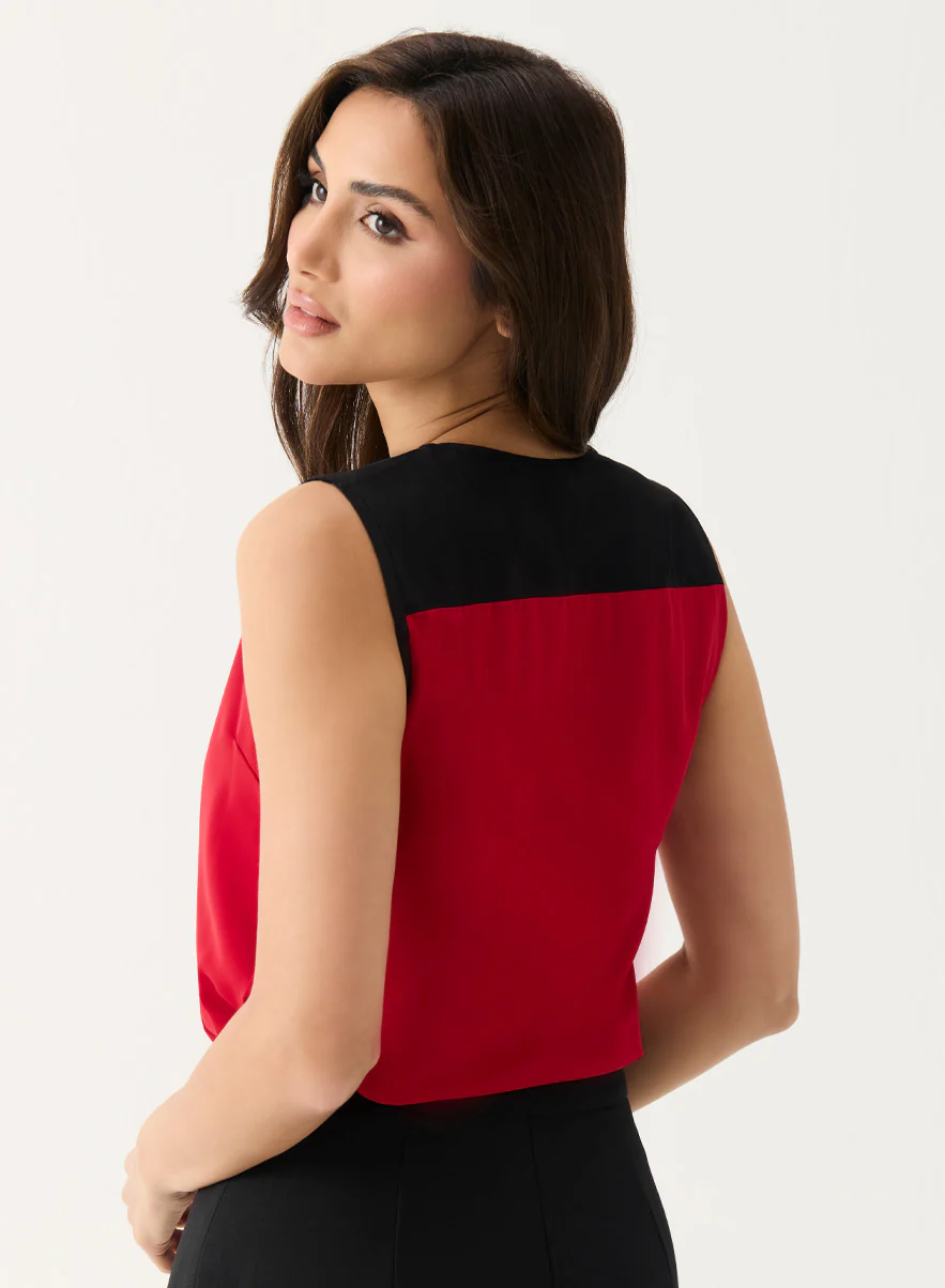 White Sleeveless Plain Chiffon Top - Image 3