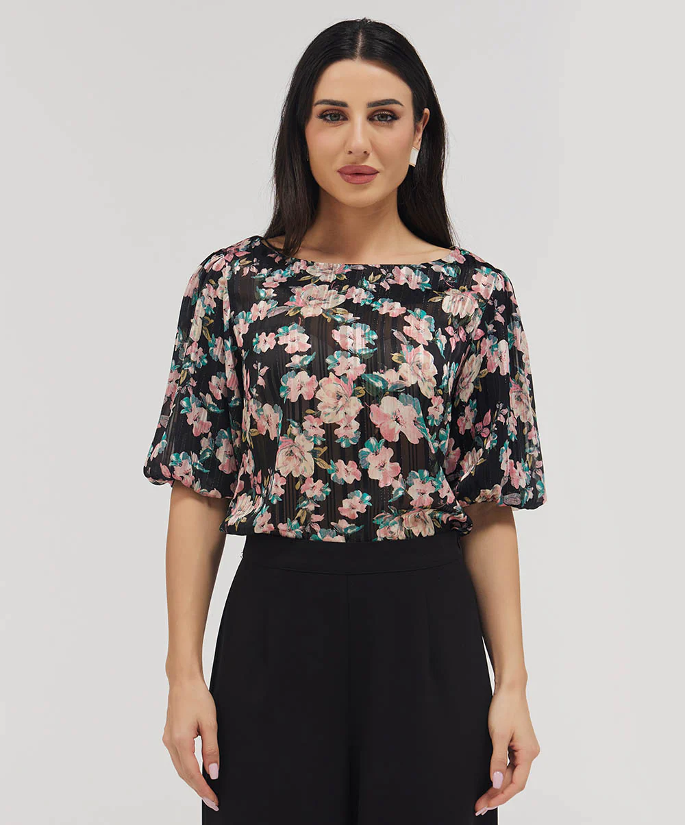 Wide Neck Crushed Chiffon Formal Top - Image 2