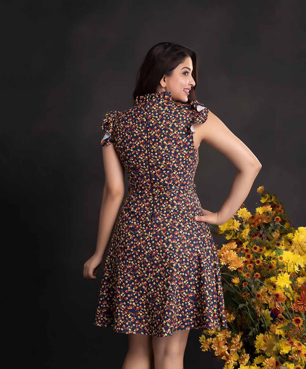 Yellow And Red Printed Chiffon Dress - Image 2