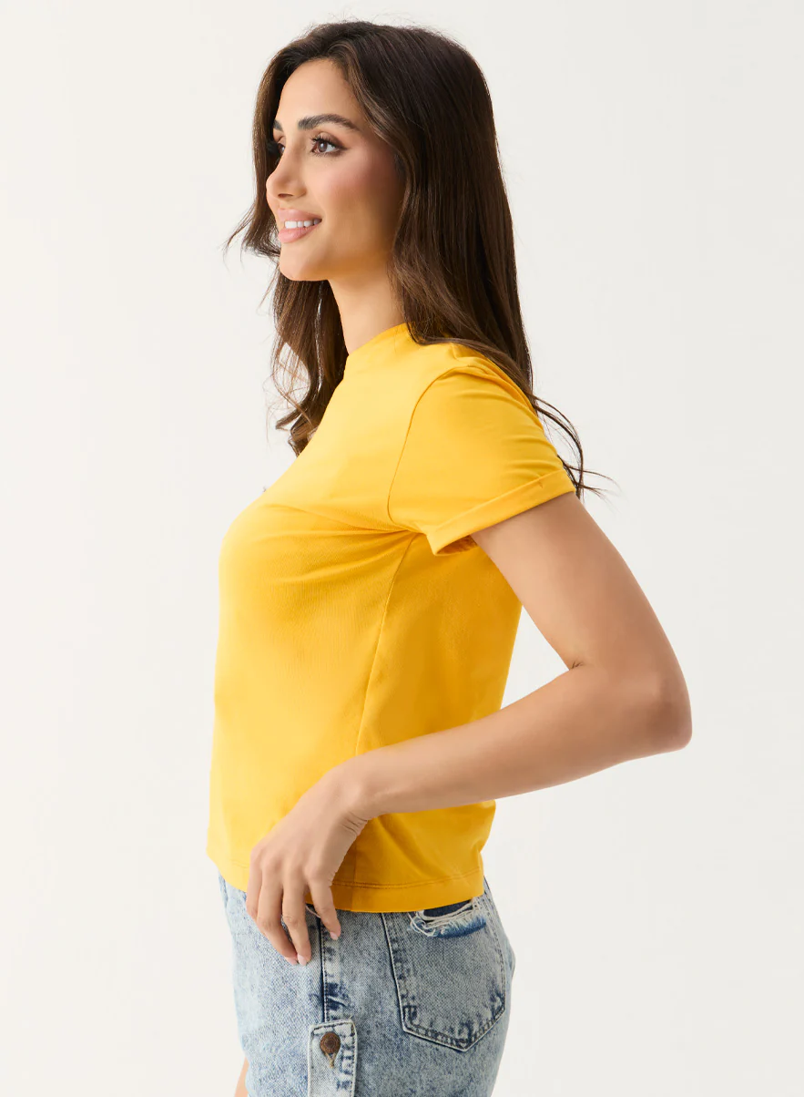 Yellow Sleeve Turn Up T-shirt - Image 3