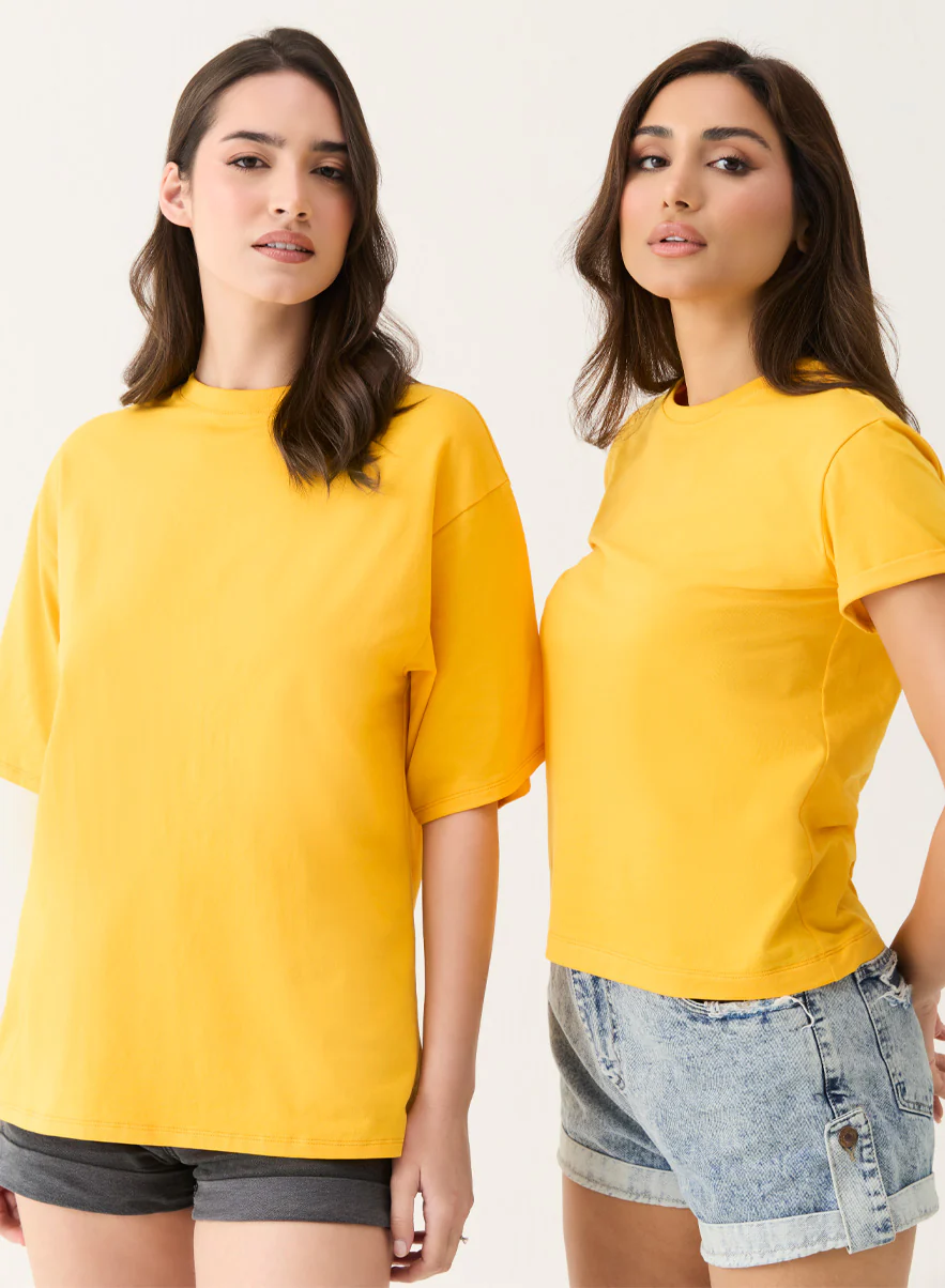Yellow Sleeve Turn Up T-shirt - Image 5